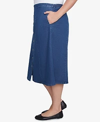 Alfred Dunner Plus Paneled Full Length Denim Skirt