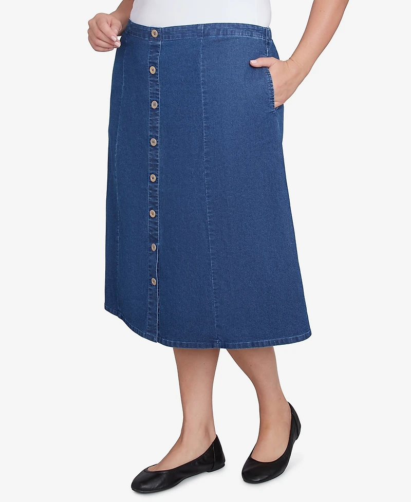 Alfred Dunner Plus Paneled Full Length Denim Skirt