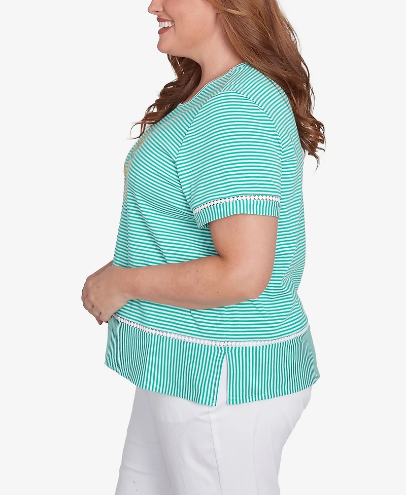 Alfred Dunner Plus Classic Owl Knit Striped Top