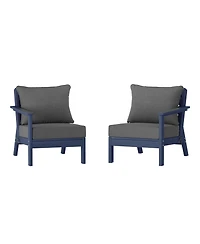 WestinTrends Outdoor Patio Hdpe Navy Blue Loveseat Sofa with Patio Cushions