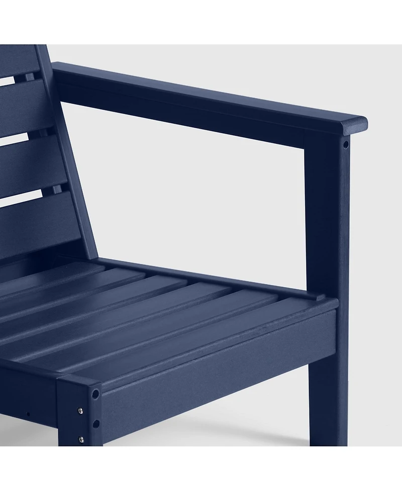 WestinTrends Outdoor Patio Hdpe Navy Blue Loveseat Sofa with Patio Cushions