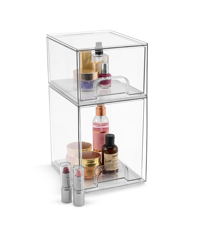 Sorbus 2 Piece (7.6 and 4.4 Tall) Makeup Organizer Case with Pull-Out Drawers