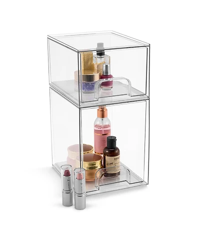 Sorbus 2 Piece (7.6 and 4.4 Tall) Makeup Organizer Case with Pull-Out Drawers