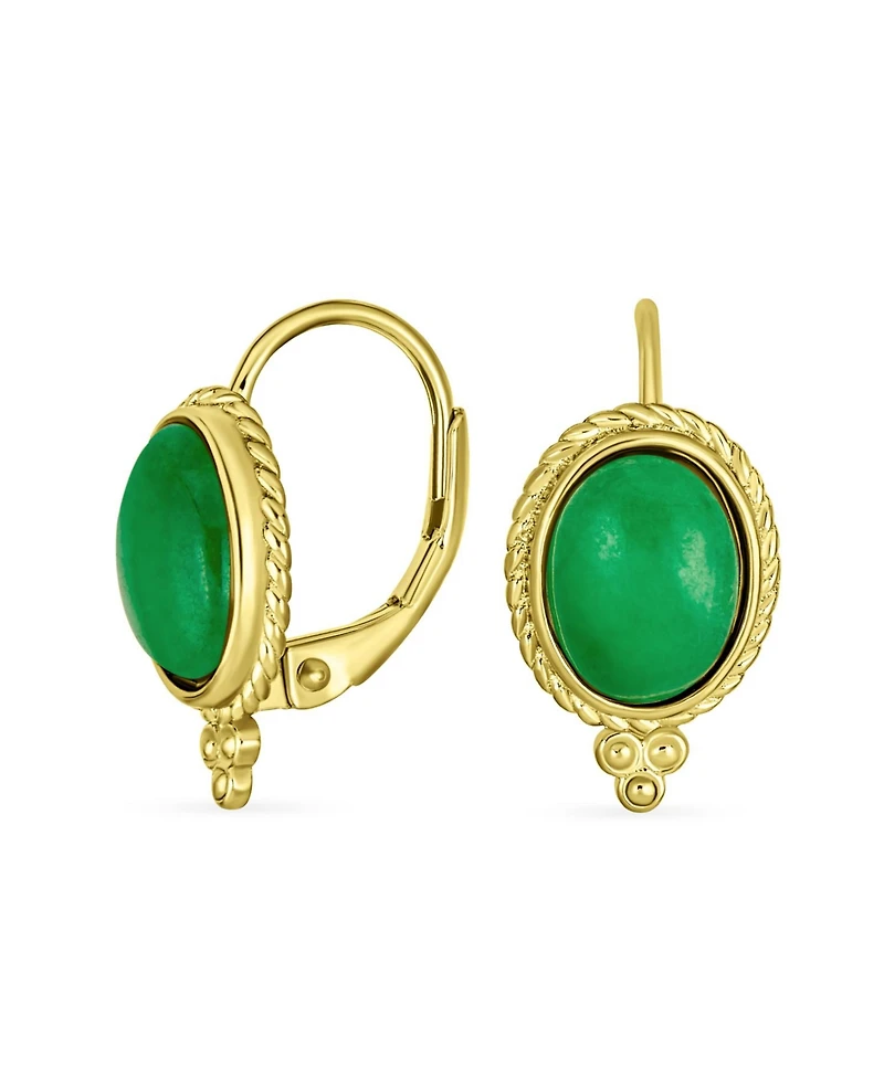 Bling Jewelry Oval Drop Earrings Gold Plated Sterling Silver