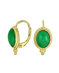 Bling Jewelry Oval Drop Earrings Gold Plated Sterling Silver