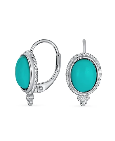 Bling Jewelry Oval Drop Earrings Gold Plated Sterling Silver