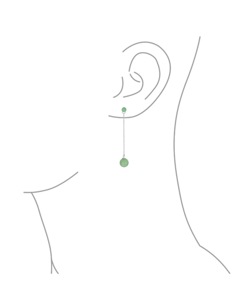 Bling Jewelry Simple Dangle Earrings with Black Onyx or Green Jade in Sterling Silver