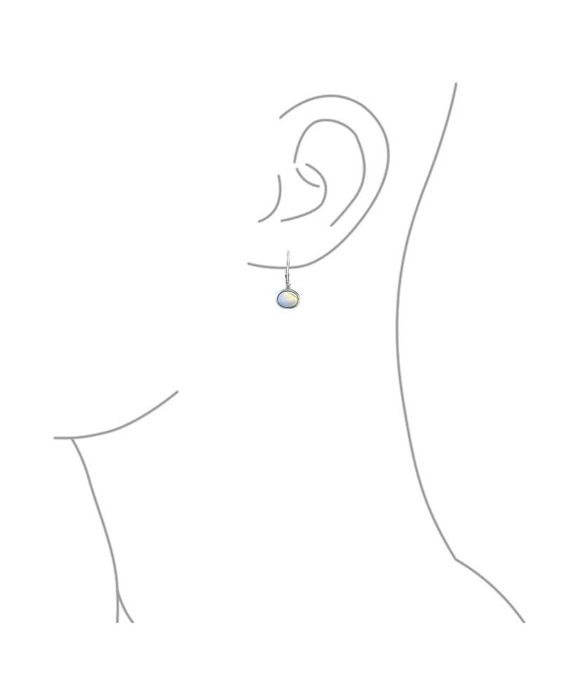 Bling Jewelry Simple Bezel Set Dangle Earrings with Amber Jade Moonstone Onyx