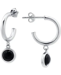 Giani Bernini Onyx Bezel Dangle Hoop Earrings in 18k Gold-Plated Sterling Silver, Created for Macy's