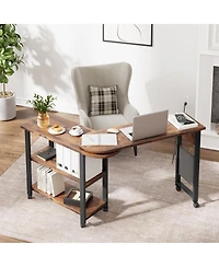 gaomon Rotating Side Table 360° End Table with Charging Station Swivel Side Table with Extra Storage Bag Movable End Table with 6 Swivel Wheels w
