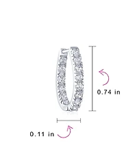 Bling Jewelry Classic Oval Cz Hoop Earrings Black Rose Gold Sterling Silver .60 Inch