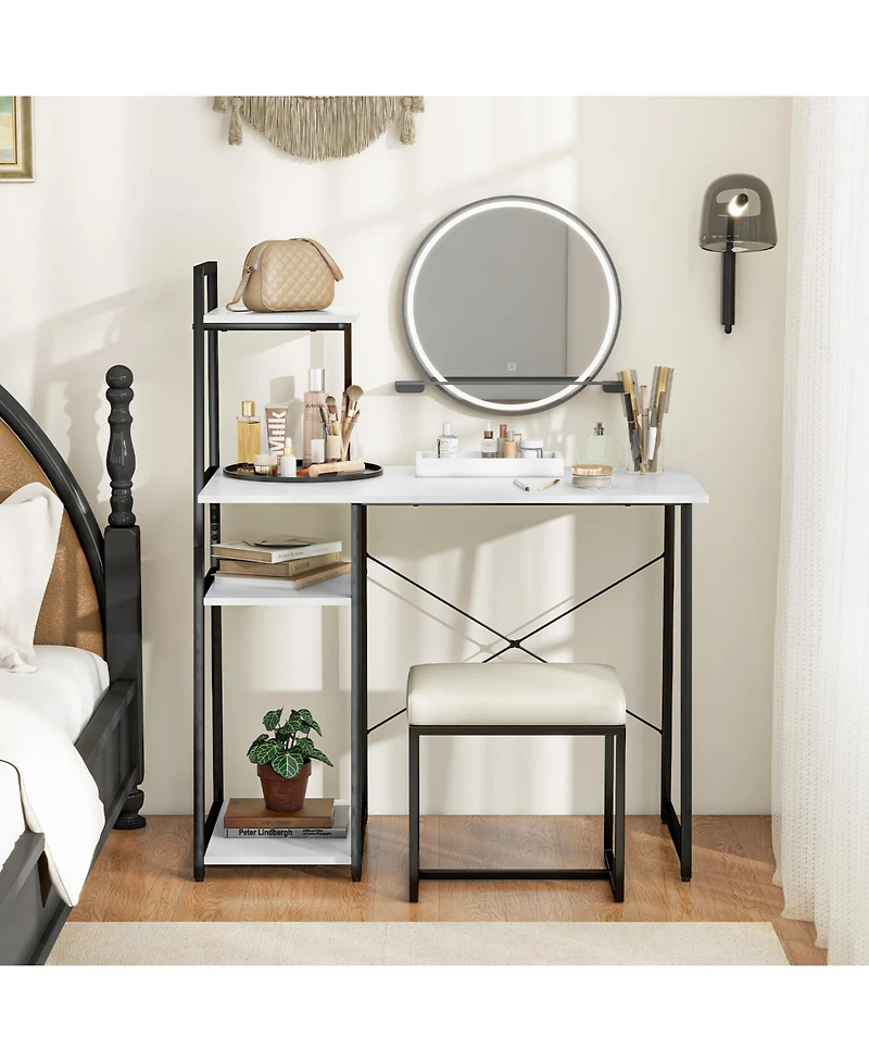 Gouun Compact Computer Desk Workstation with 4 Tier Shelves for Home and Office