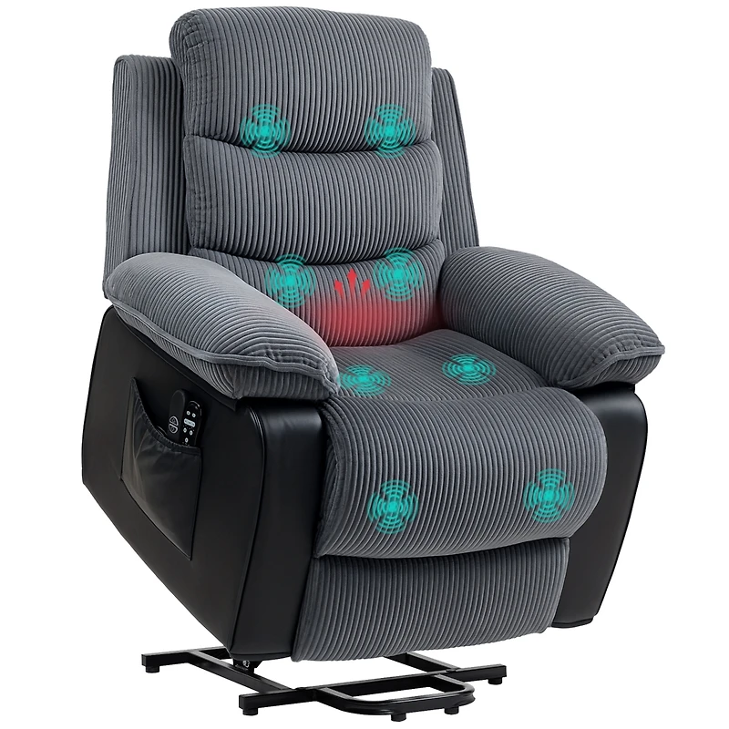 Homcom Power Lift Massage Chair Recliner with Heat for Elderly