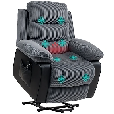 Homcom Power Lift Massage Chair Recliner with Heat for Elderly