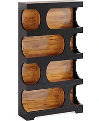 Tribesigns 71" Tall Bookcase Set of 2, 4-Tier S-Shaped Bookshelf, Wood Decorative Storage Shelving, Modern Freestanding Display Shelves