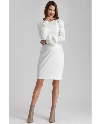 Pietro Brunelli Maternity Maternity Long Sleeve Sheath Amalfi Dress with Rose Detail