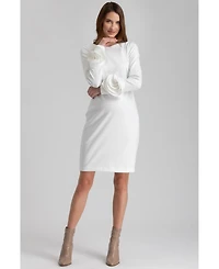 Pietro Brunelli Maternity Maternity Long Sleeve Sheath Amalfi Dress with Rose Detail
