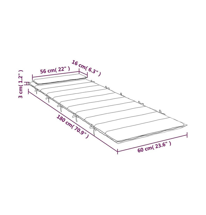 Sun Lounger Cushion Gray 70.9"x23.6"x1.6" Oxford Fabric