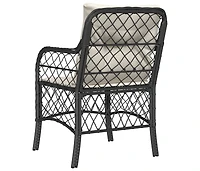 Patio Chairs with Cushions 2 pcs Black Poly Rattan
