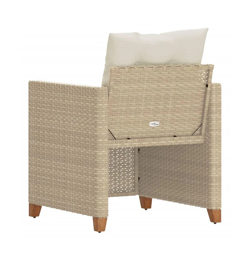 Patio Chair with Cushions Beige Poly Rattan