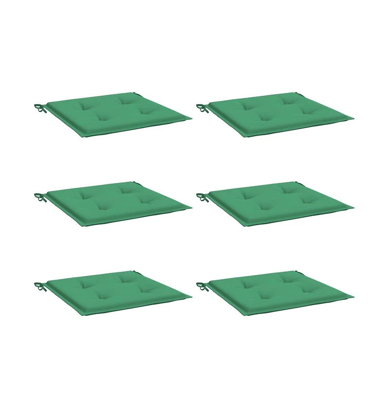 vidaXL Garden Chair Cushions 6 pcs Green 15.7"x15.7"x1.2" Oxford Fabric