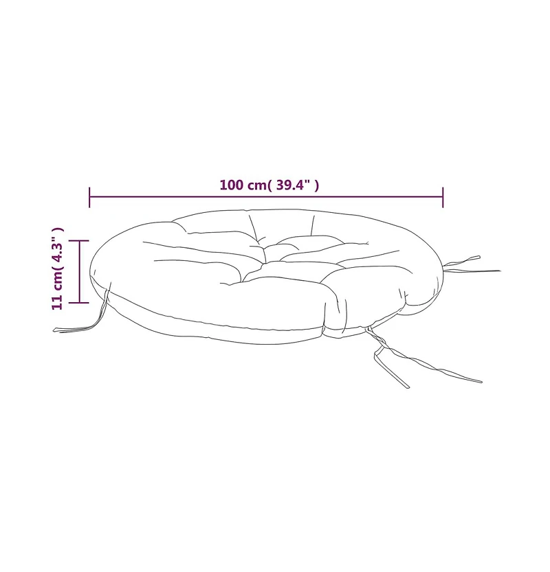 vidaXL Round Cushion Black 39.4"x4.3" Oxford Fabric