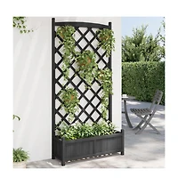 Planter with Trellis Black Solid Wood Fir