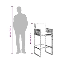 Patio Bar Stools with Cushions 2 pcs Gray Poly Rattan