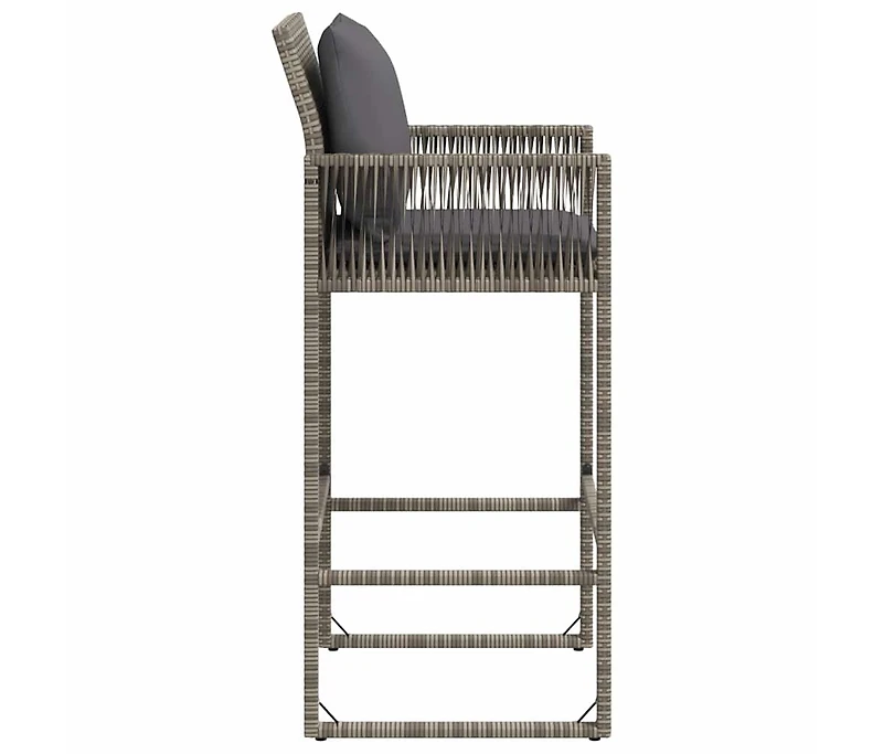 Patio Bar Stools with Cushions 2 pcs Gray Poly Rattan