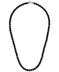Esquire Men's Jewelry Black Onyx Bead 22" Necklace in Sterling Silver, Exclusively at Macy's