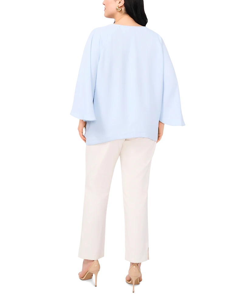 Vince Camuto Plus Split-Neck 3/4-Angel-Sleeve Blouse