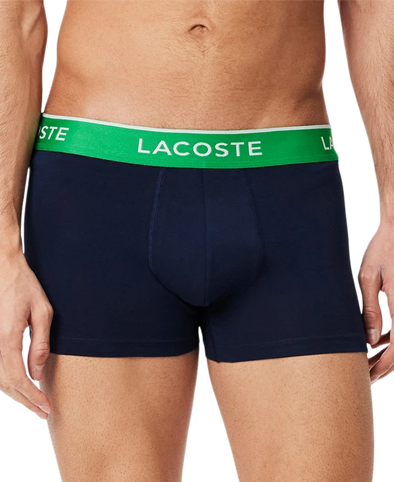 Lacoste Men's 3-Pack Regular-Fit Logo Waistband Trunk Underwear