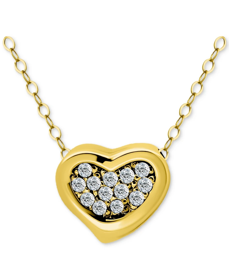 Giani Bernini Cubic Zirconia Cluster Heart Pendant Necklace Sterling Silver, 16" + 2" extender, Exclusively at Macy's