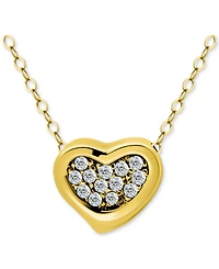 Giani Bernini Cubic Zirconia Cluster Heart Pendant Necklace Sterling Silver, 16" + 2" extender, Exclusively at Macy's