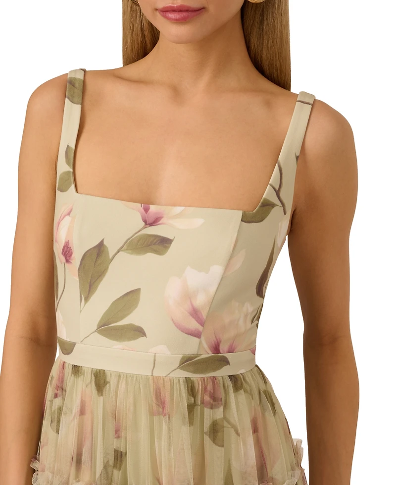 Adrianna Women's Printed Tiered Sleeveless Midi Dress