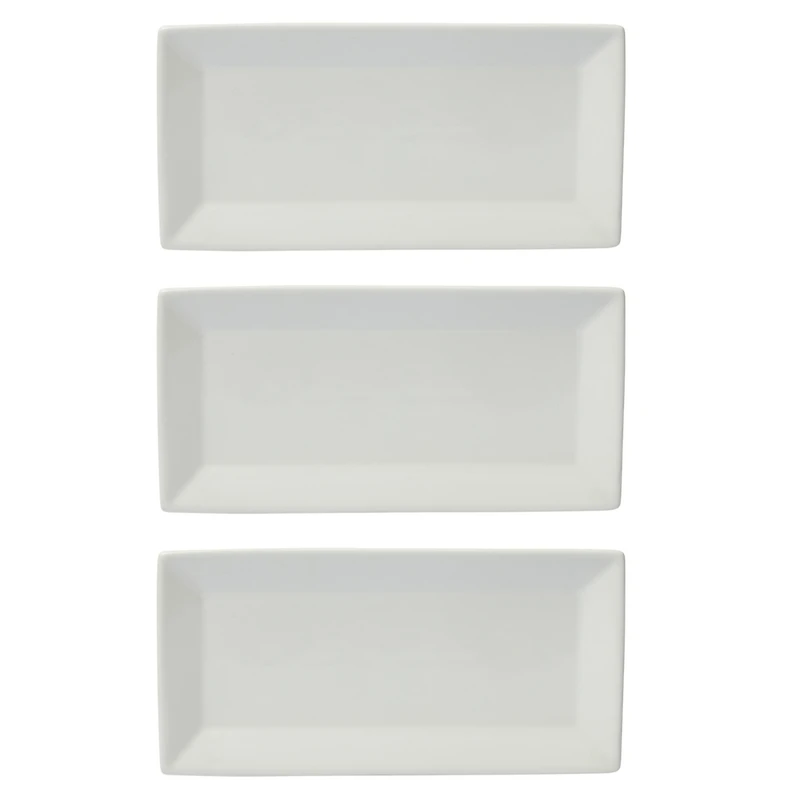 Gibson Home Gracious Dining Dinnerware, 3-Tier Rectangle Plate Serving Set with Gold Metal Stand, White