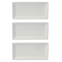 Gibson Home Gracious Dining Dinnerware, 3-Tier Rectangle Plate Serving Set with Gold Metal Stand, White