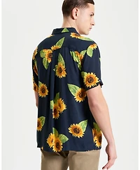 Ben Sherman Men's Sunflower Print Short Sleeve Shirt