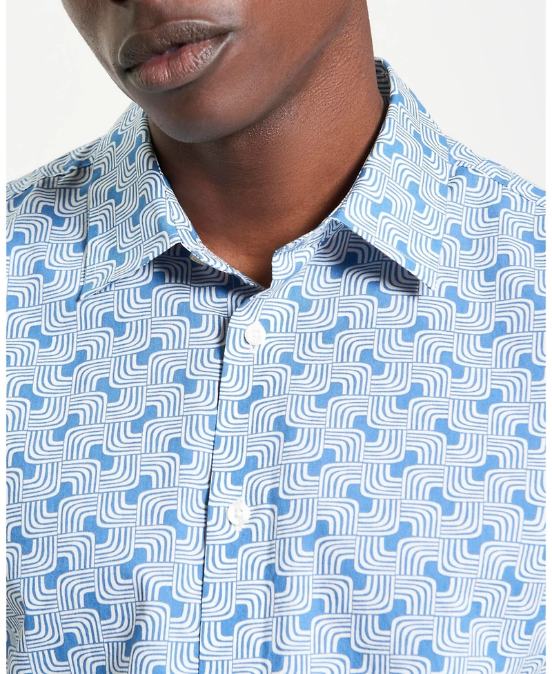 Ben Sherman Men's Linear Print Long Sleeve Shirt
