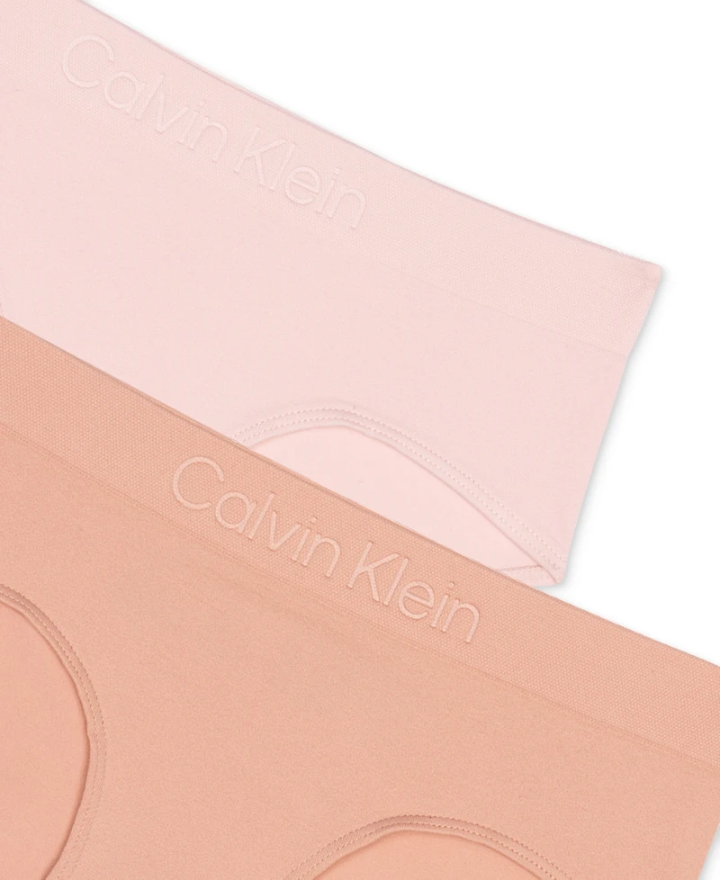 Calvin Klein Big Girls Seamless Embossed Hipster Underwear, Pack of 2