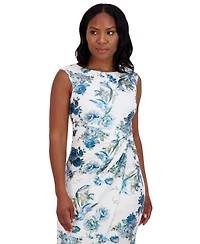Jessica Howard Petite Floral-Print Gathered-Waist Sheath Dress