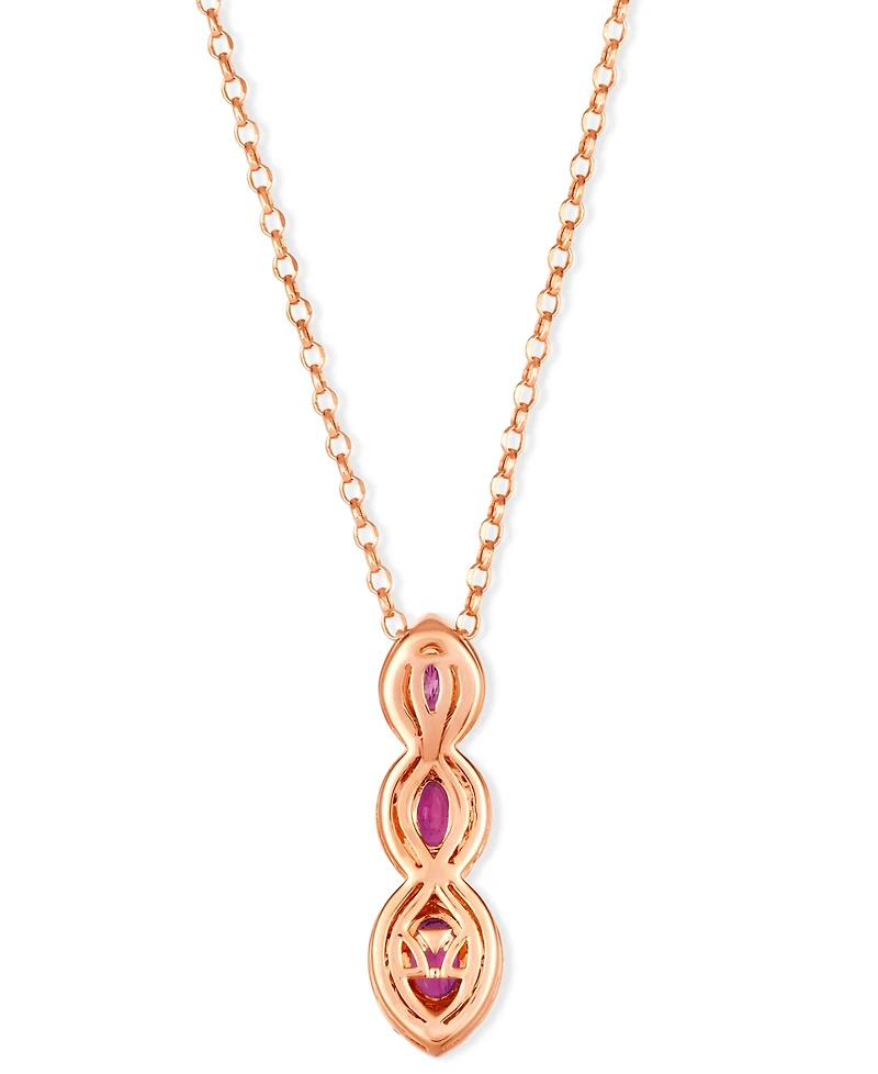 Le Vian Ruby (1 ct. t.w.) & Nude Diamond (3/8 ct. t.w.) Pendant 18" Necklace in 14 Strawberry Gold