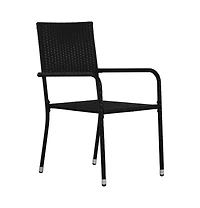 Patio Dining Chairs 4 pcs Stackable Black Poly Rattan