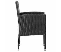 Patio Chairs with Black Cushions 2 pcs Black Poly Rattan