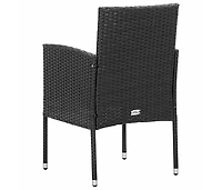 Patio Chairs with Black Cushions 2 pcs Black Poly Rattan