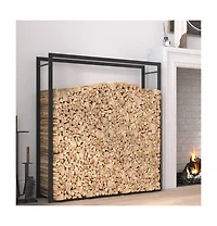 Firewood Rack Matt Black 43.3"x11"x45.7" Steel