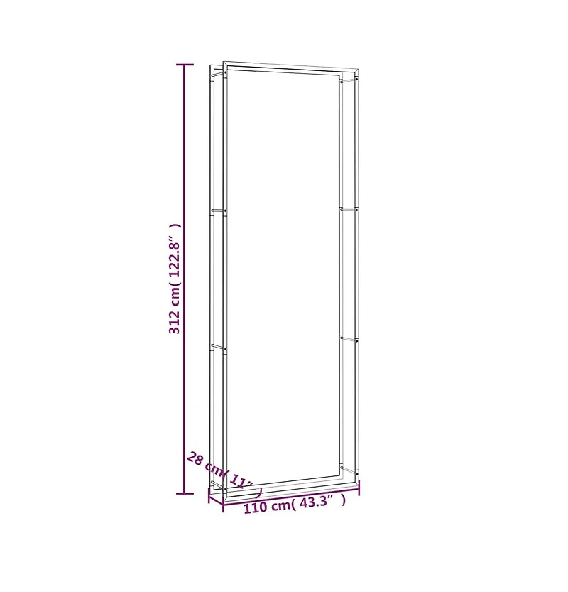 Firewood Rack Matt Black 43.3"x11"x122.8" Steel