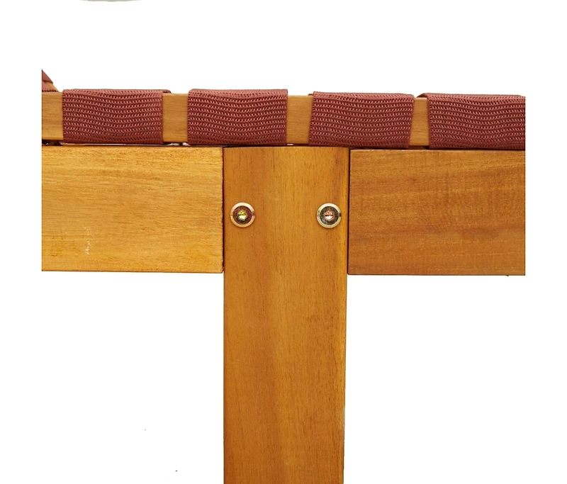 Sun Lounger Red Solid Wood Acacia and Fabric