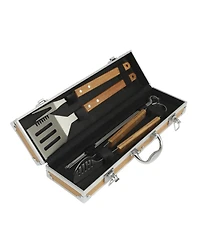 Gibson Home Barbeque Pro 8 Piece Bbq Tools W/ Acacia Wood Handles and Aluminum Storage Box