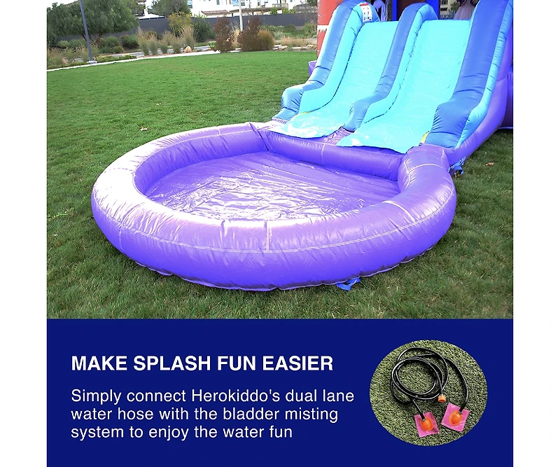 HeroKiddo Enchanted Forest Commercial Grade Bounce House Water Slide with Splash Pool for Kids and Adults (with Blower), Basketball Hoop, Outdoor Indo